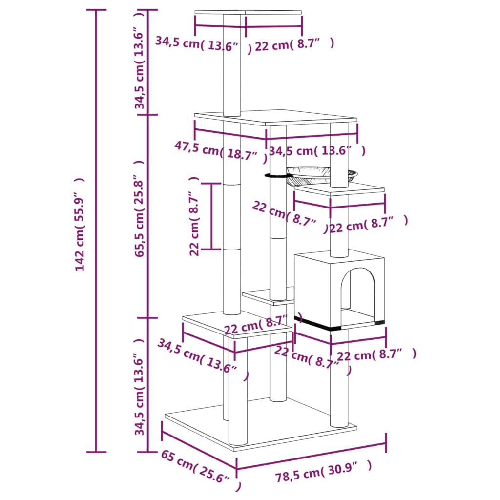 Katträd med klöspelare sisal gräddvit 142 cm