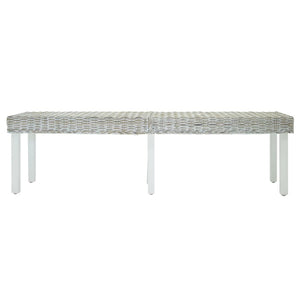 Bänk vit 160x35x45 cm kuburotting och massivt mahognyträ