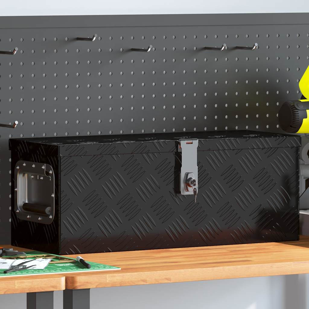 Förvaringslåda svart 60x23,5x23 cm aluminium