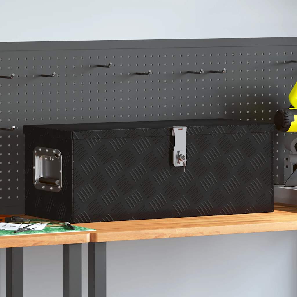 Förvaringslåda svart 70x31x27 cm aluminium