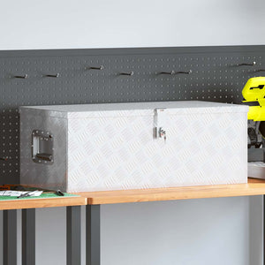 Förvaringslåda silver 80x39x30 cm aluminium