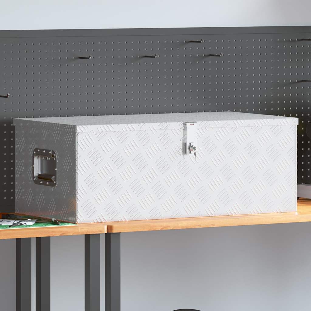 Förvaringslåda silver 90x47x33,5 cm aluminium