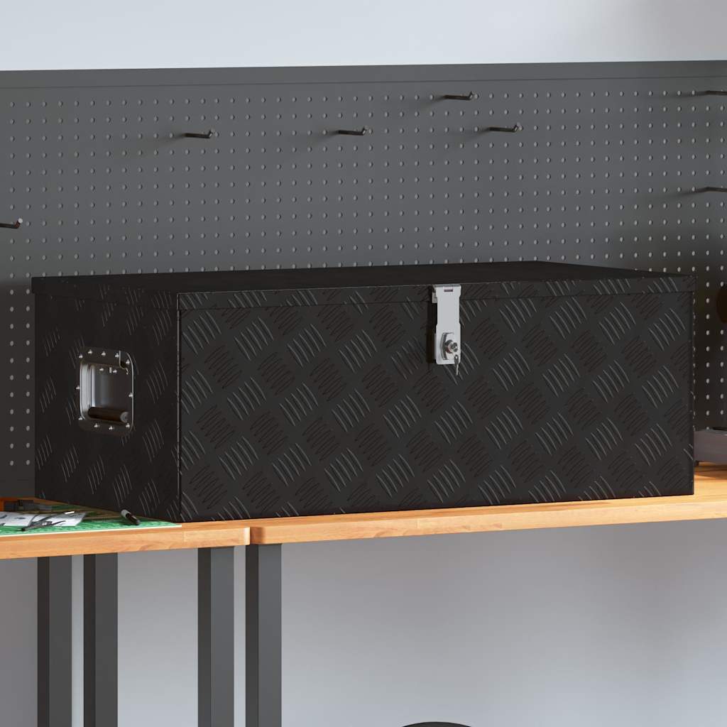 Förvaringslåda svart 90x47x33,5 cm aluminium