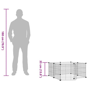 Husdjursbur med 8 paneler och dörr svart 35x35 cm stål