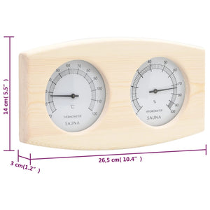 2-i-1 Bastutermometer & hygrometer sandur set massiv furu