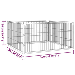 Hundbur 4 paneler svart 100 x 50 cm pulverlackerat stål