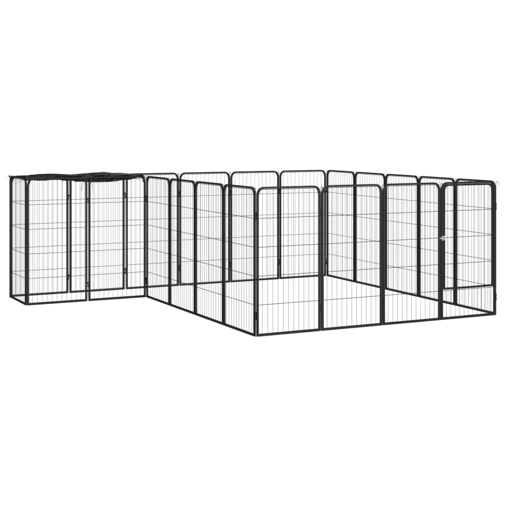 Hundbur 22 paneler svart 50x100 cm pulverlackerat stål