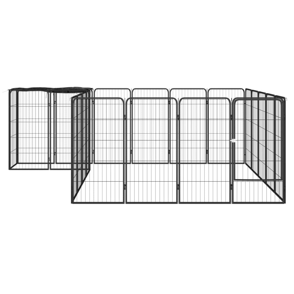 Hundbur 22 paneler svart 50x100 cm pulverlackerat stål
