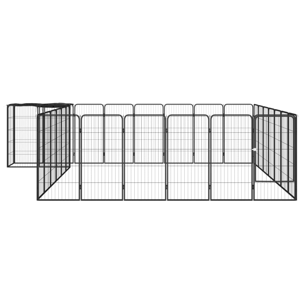 Hundbur 30 paneler svart 50x100 cm pulverlackerat stål