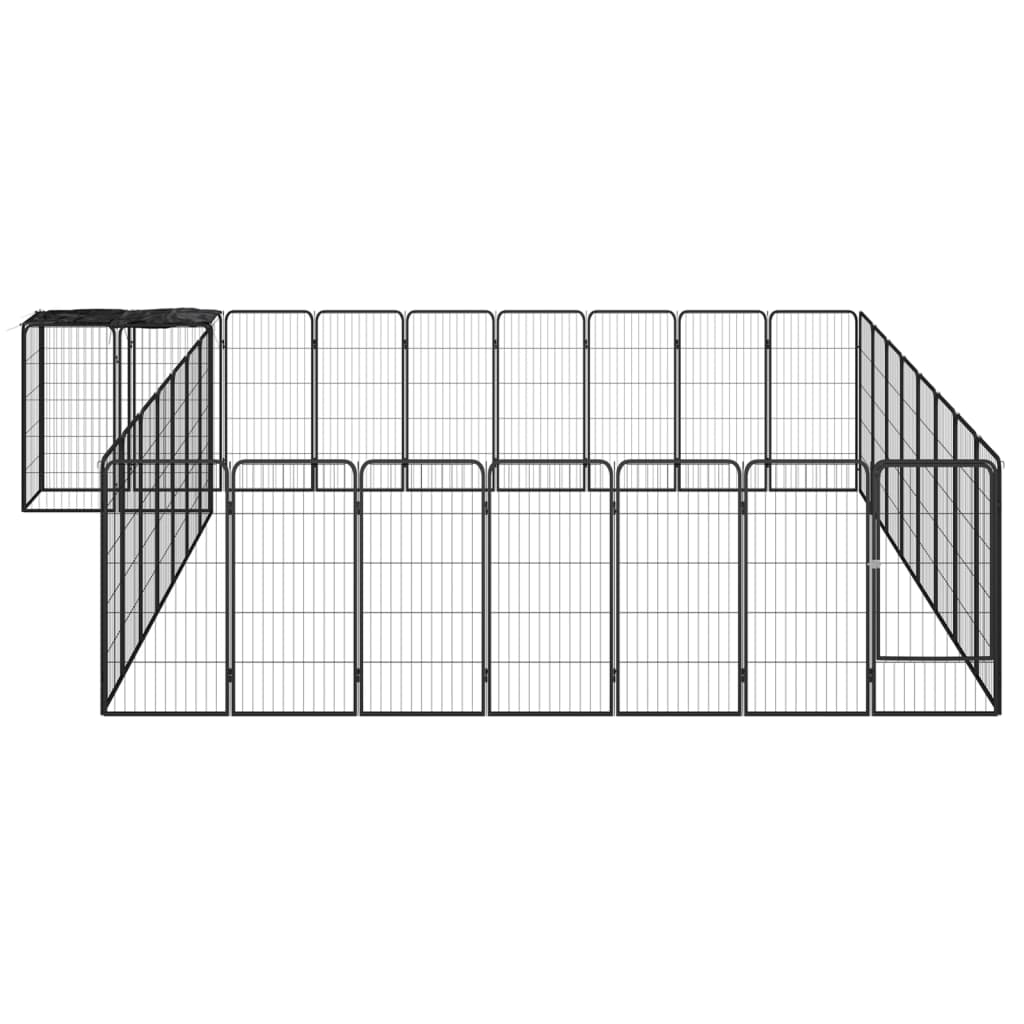 Hundbur 34 paneler svart 50x100 cm pulverlackerat stål