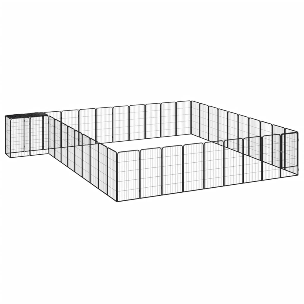 Hundbur 42 paneler svart 50x100 cm pulverlackerat stål
