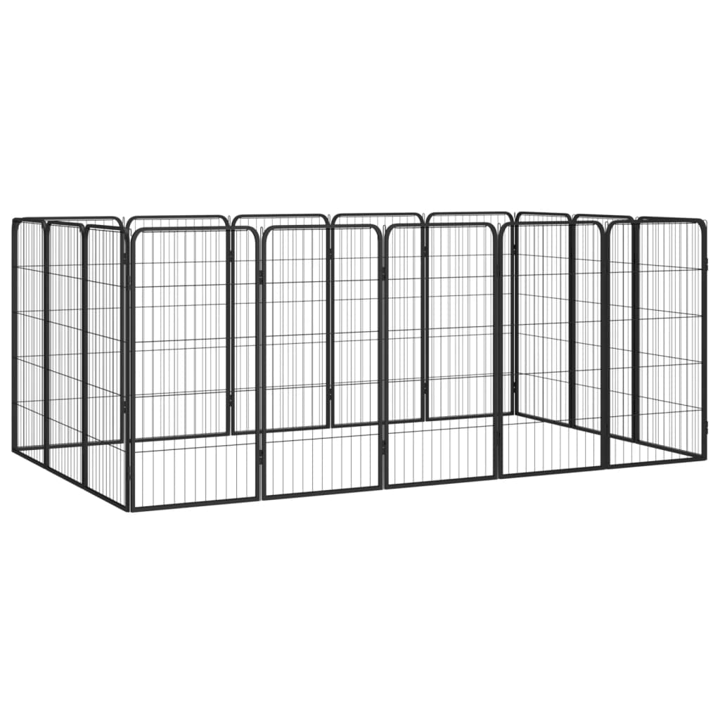 Hundbur 16-paneler svart 50x100 cm pulverlackerat stål