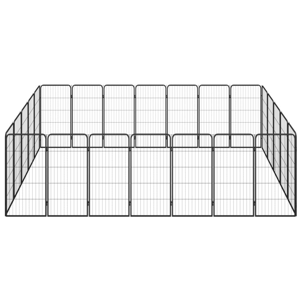 Hundbur 24-paneler svart 50x100 cm pulverlackerat stål