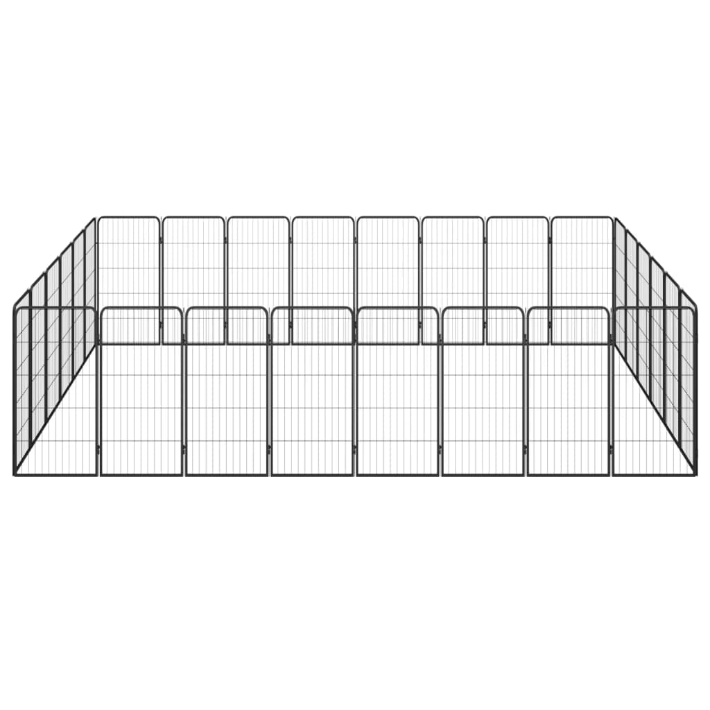 Hundbur 28-paneler svart 50x100 cm pulverlackerat stål