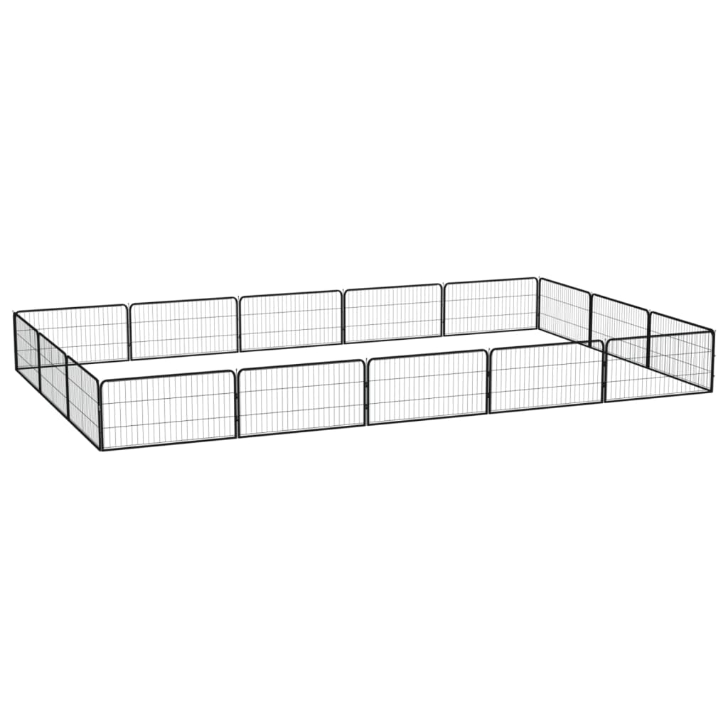 Hundbur 16 paneler svart 100x50 cm pulverlackerat stål