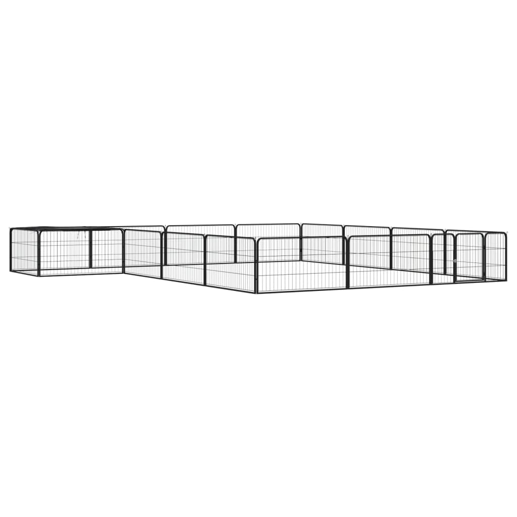 Hundbur 16 paneler svart 100x50 cm pulverlackerat stål