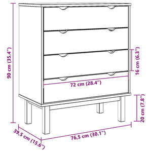 Byrå OTTA brun&grå 76,5x39,5x90cm massiv furu