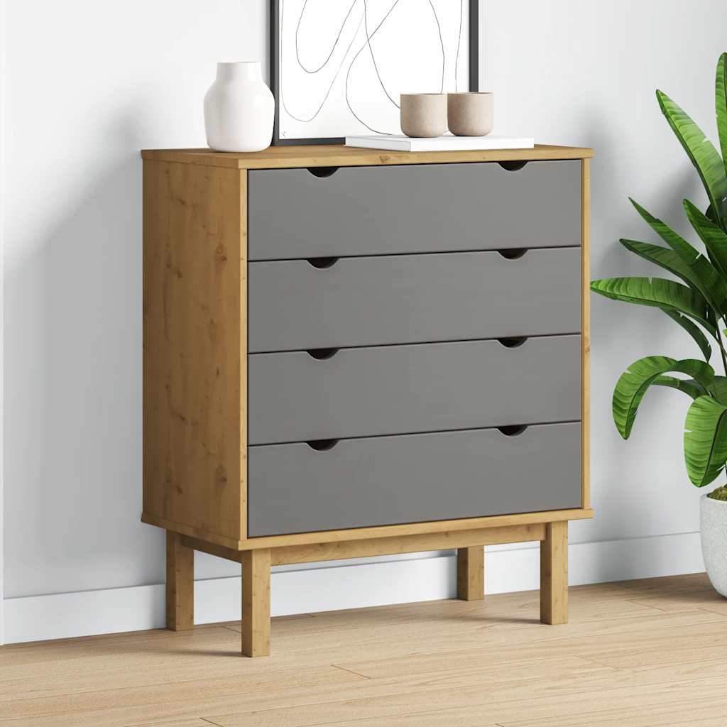 Byrå OTTA brun&grå 76,5x39,5x90cm massiv furu