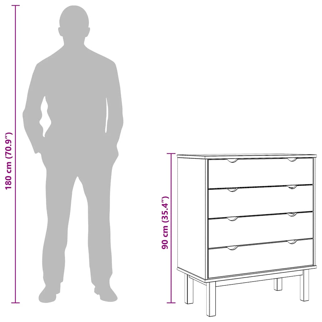 Byrå OTTA brun&vit 76,5x39,5x90cm massiv furu