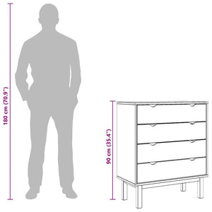 Byrå OTTA brun&vit 76,5x39,5x90cm massiv furu