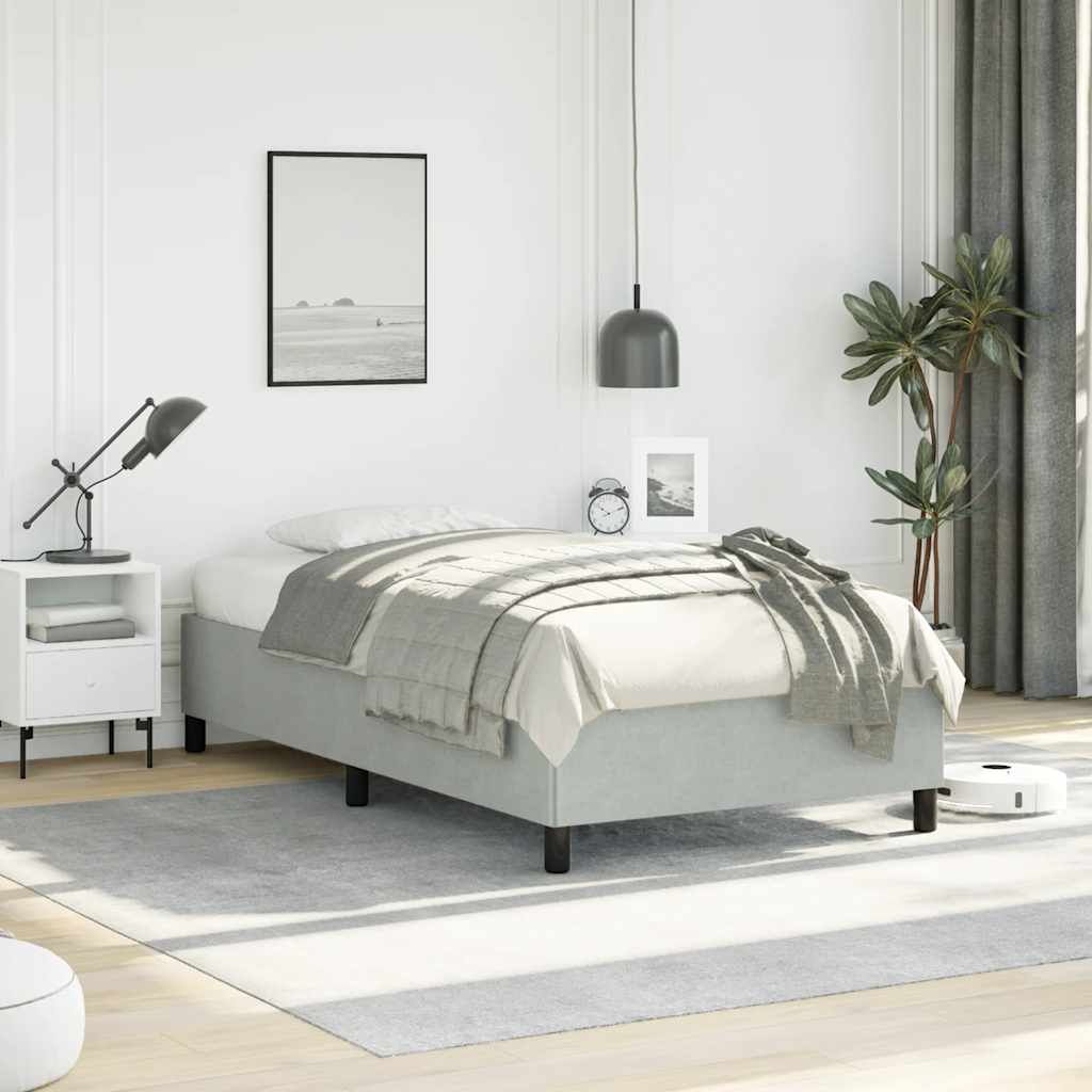 Sängram utan madrass ljusgrå 100x190 cm dubbelsammet