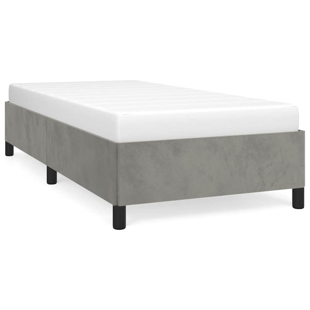 Sängram utan madrass ljusgrå 100x203 cm Twin XL sammet