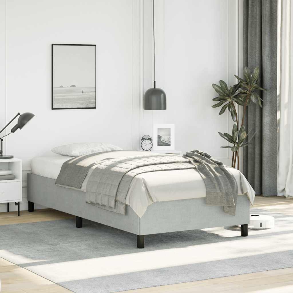 Sängram utan madrass ljusgrå 100x203 cm Twin XL sammet