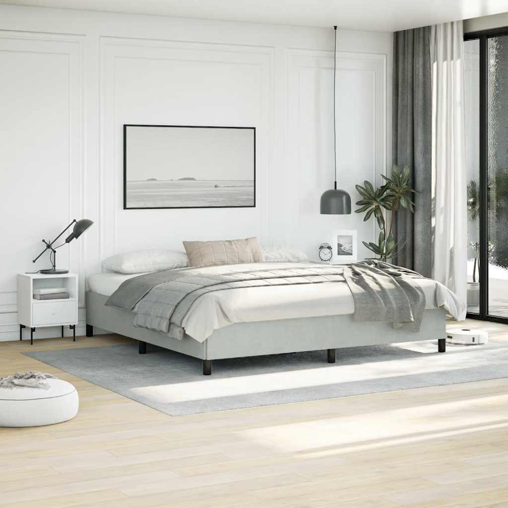 Sängram utan madrass ljusgrå 193x203 cm king size sammet