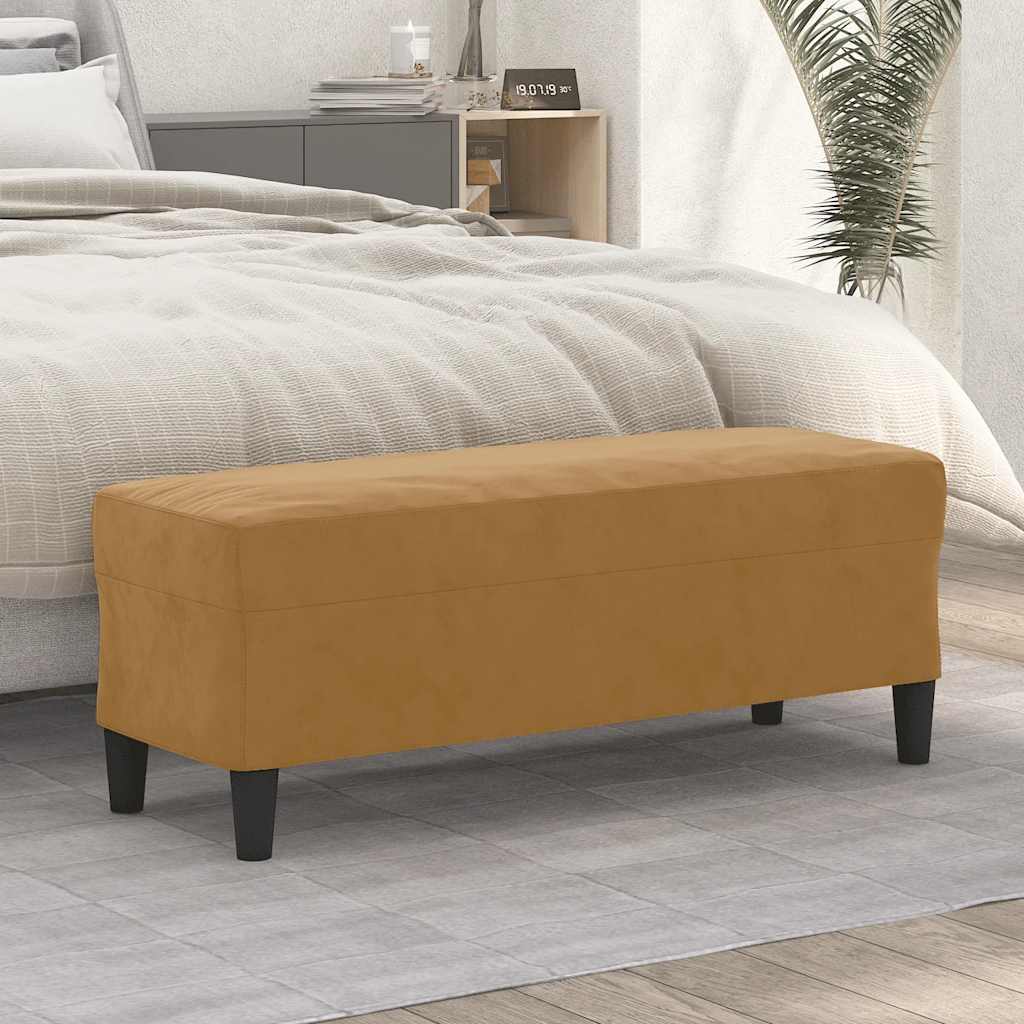 Bänk brun 100x35x41 cm sammet