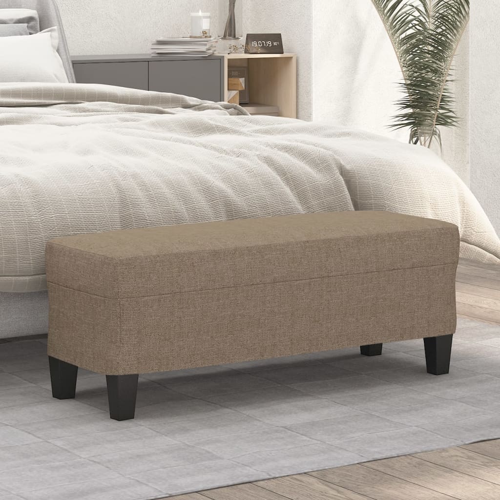 Bänk taupe 100x35x41 cm tyg