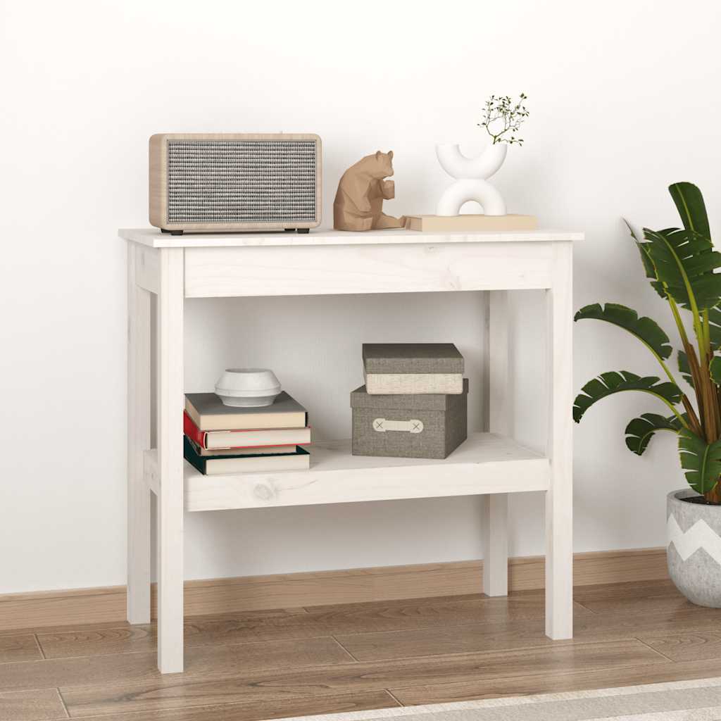 Konsolbord vit 80x40x75 cm massiv furu