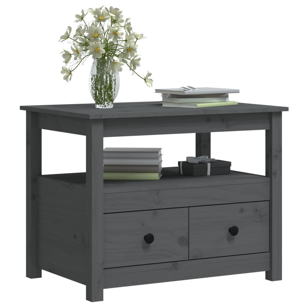 Soffbord grå 71x49x55 cm massiv furu