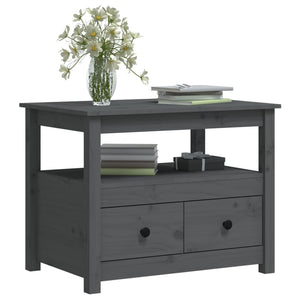 Soffbord grå 71x49x55 cm massiv furu