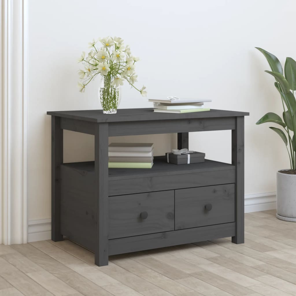 Soffbord grå 71x49x55 cm massiv furu