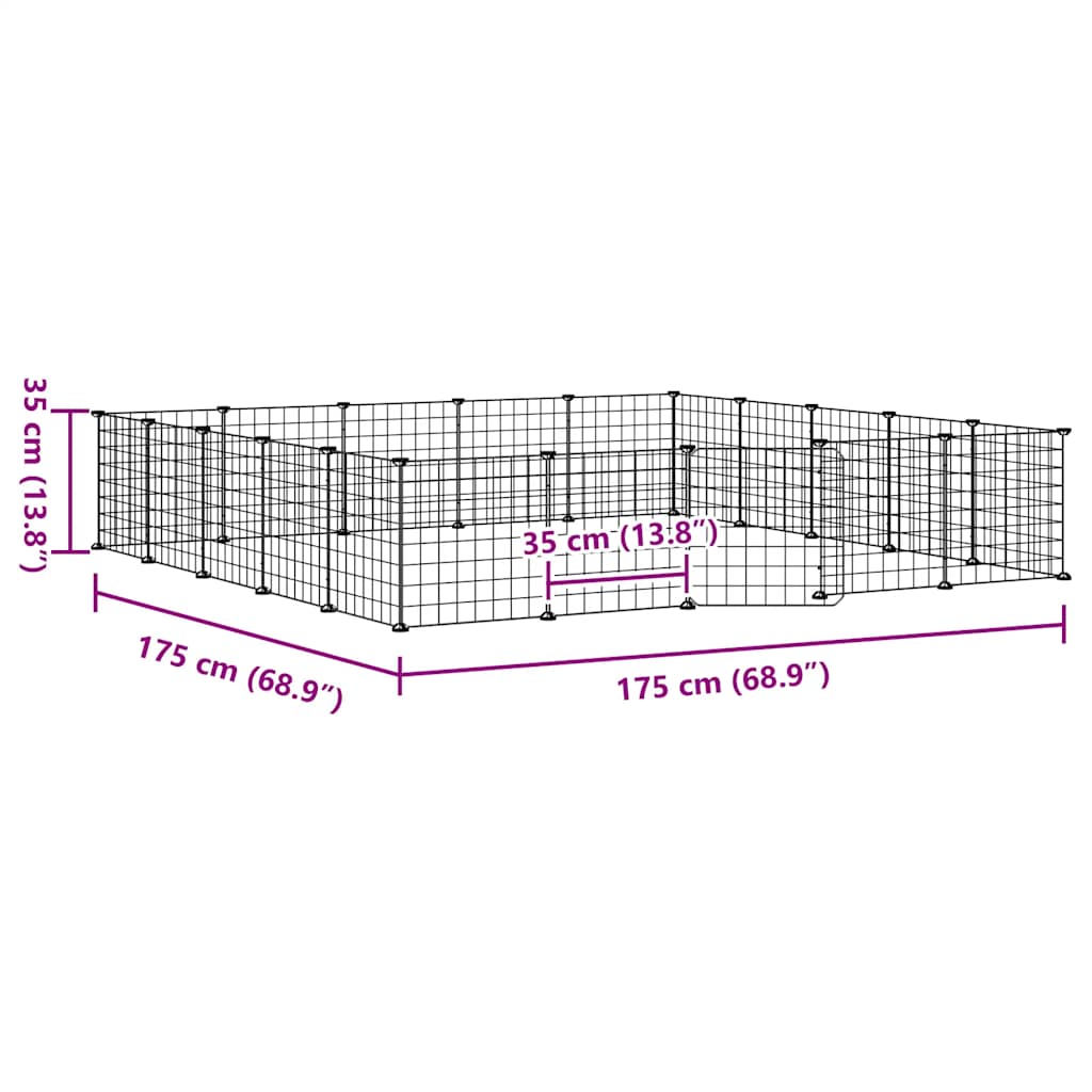 Hundgård svart 20 paneler 35x35 cm stål