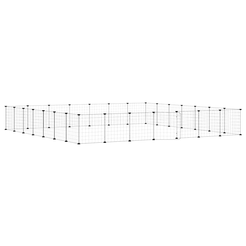 Hundgård svart 28 paneler 245x245x35 cm stål
