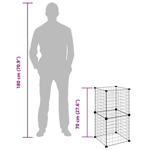 Husdjursbur svart 8 paneler 35x35 cm stål