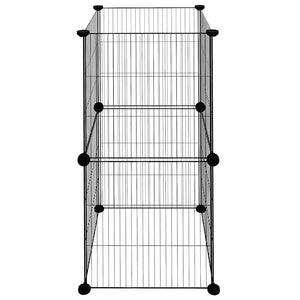 Husdjursbur svart 8 paneler 35x35 cm stål