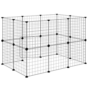 Hundgård svart 20 paneler 35x35 cm stål