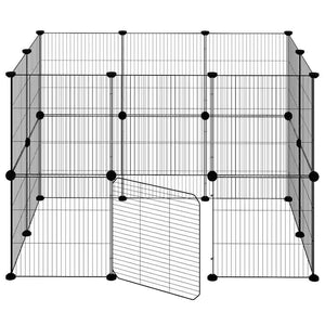 Hundgård svart 20 paneler 35x35 cm stål