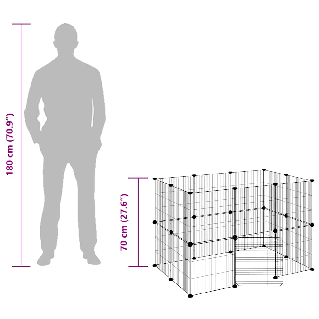 Hundgård svart 20 paneler 35x35 cm stål
