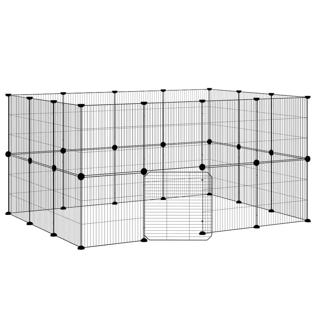 Hundgård svart 28 paneler 140x105x70 cm stål