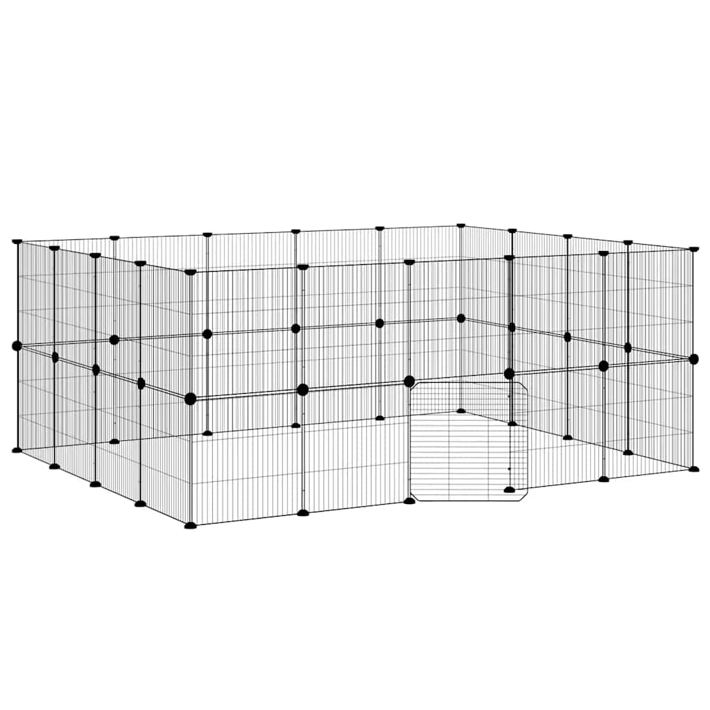 Hundgård svart 36 paneler 175x140x70 cm stål