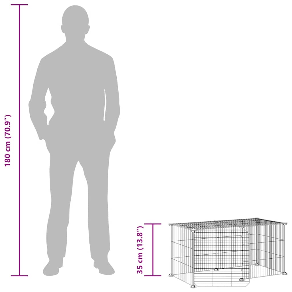 Husdjursbur svart 8 paneler 35x35 cm stål