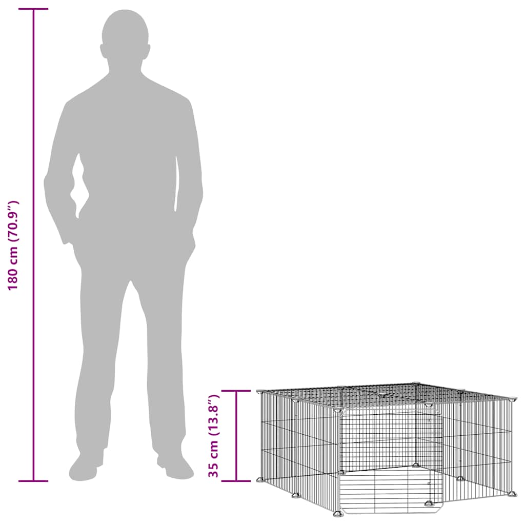 Husdjursbur svart 12 paneler 35x35 cm stål
