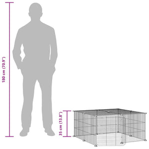 Husdjursbur svart 12 paneler 35x35 cm stål