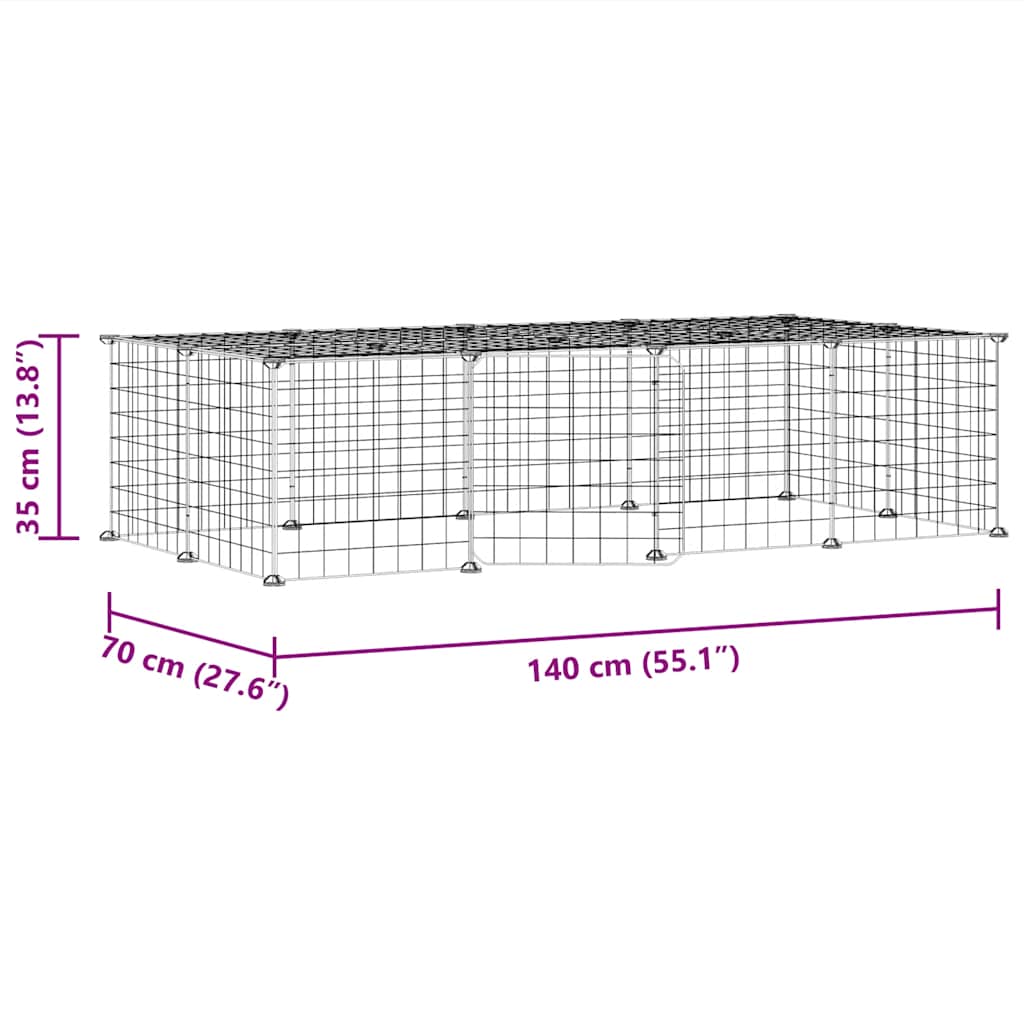 Hundgård svart 20 paneler 35x35 cm stål