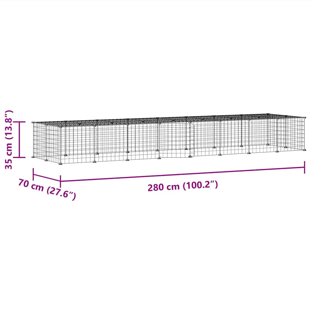 Hundgård svart 36 paneler 35x35 cm stål