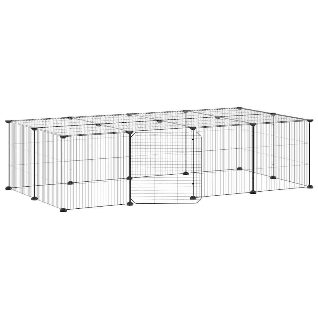 Hundgård svart 20 paneler 140x70x35 cm stål