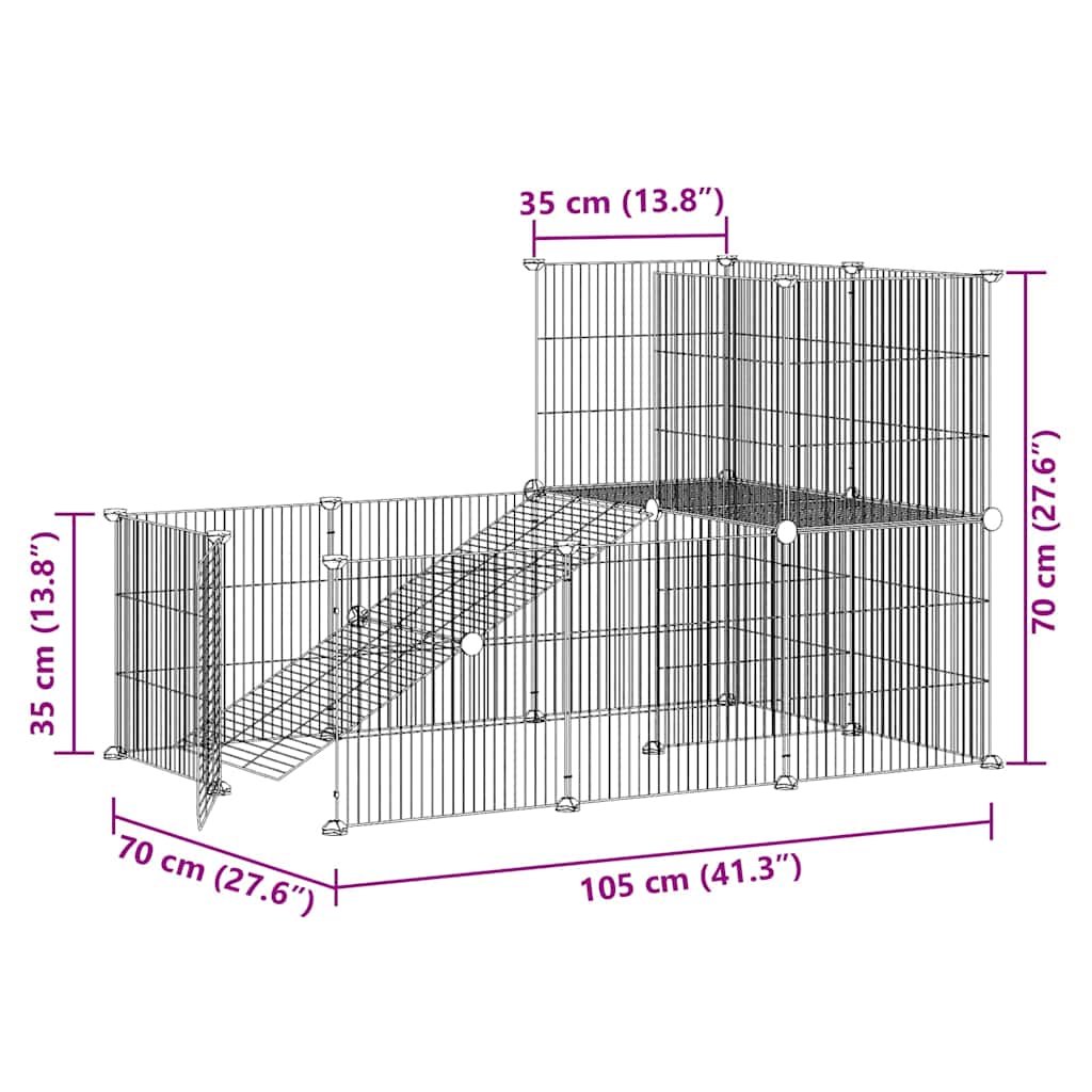 Hundgård svart 20 paneler 35x35 cm stål